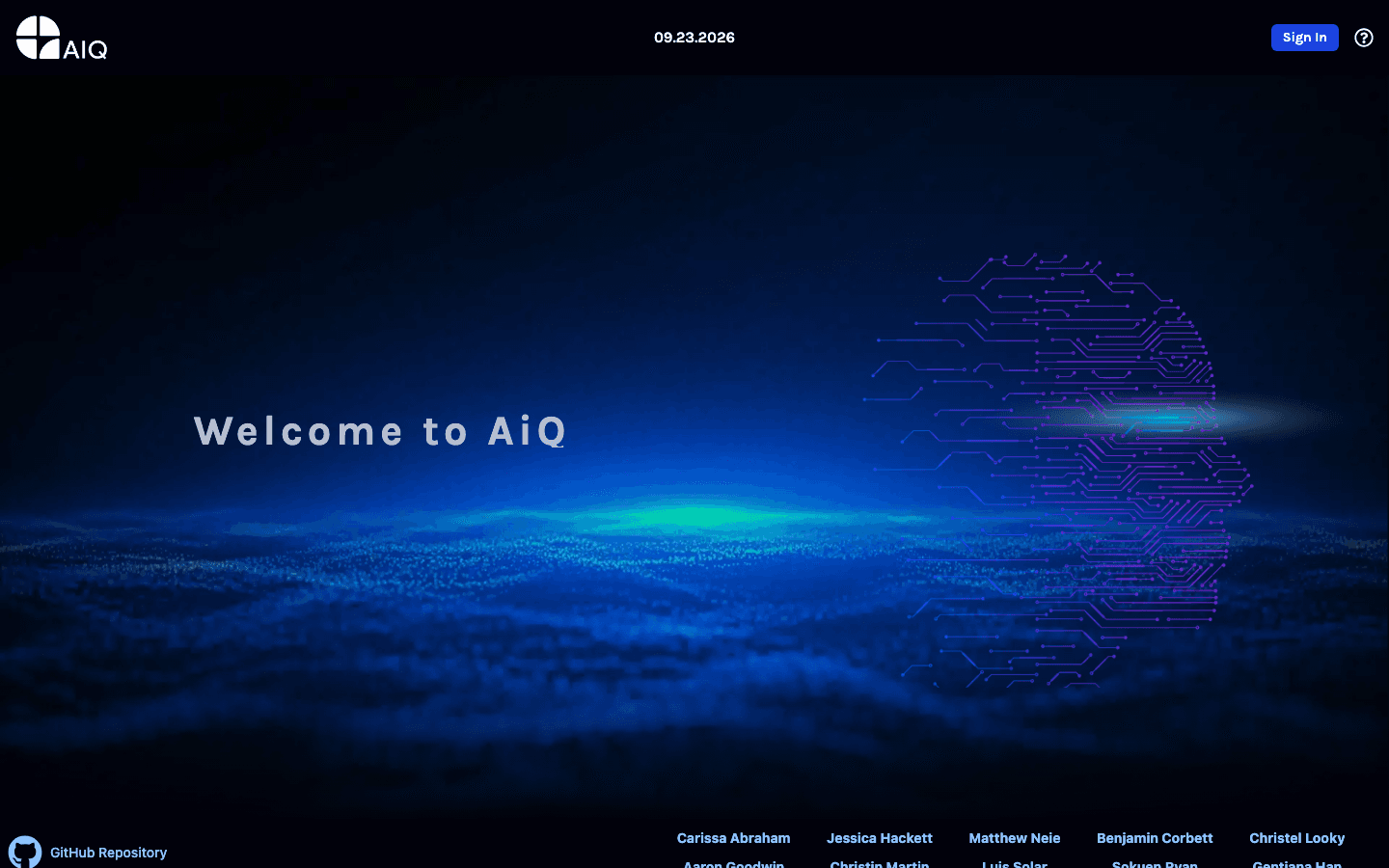 AiQ welcome screen